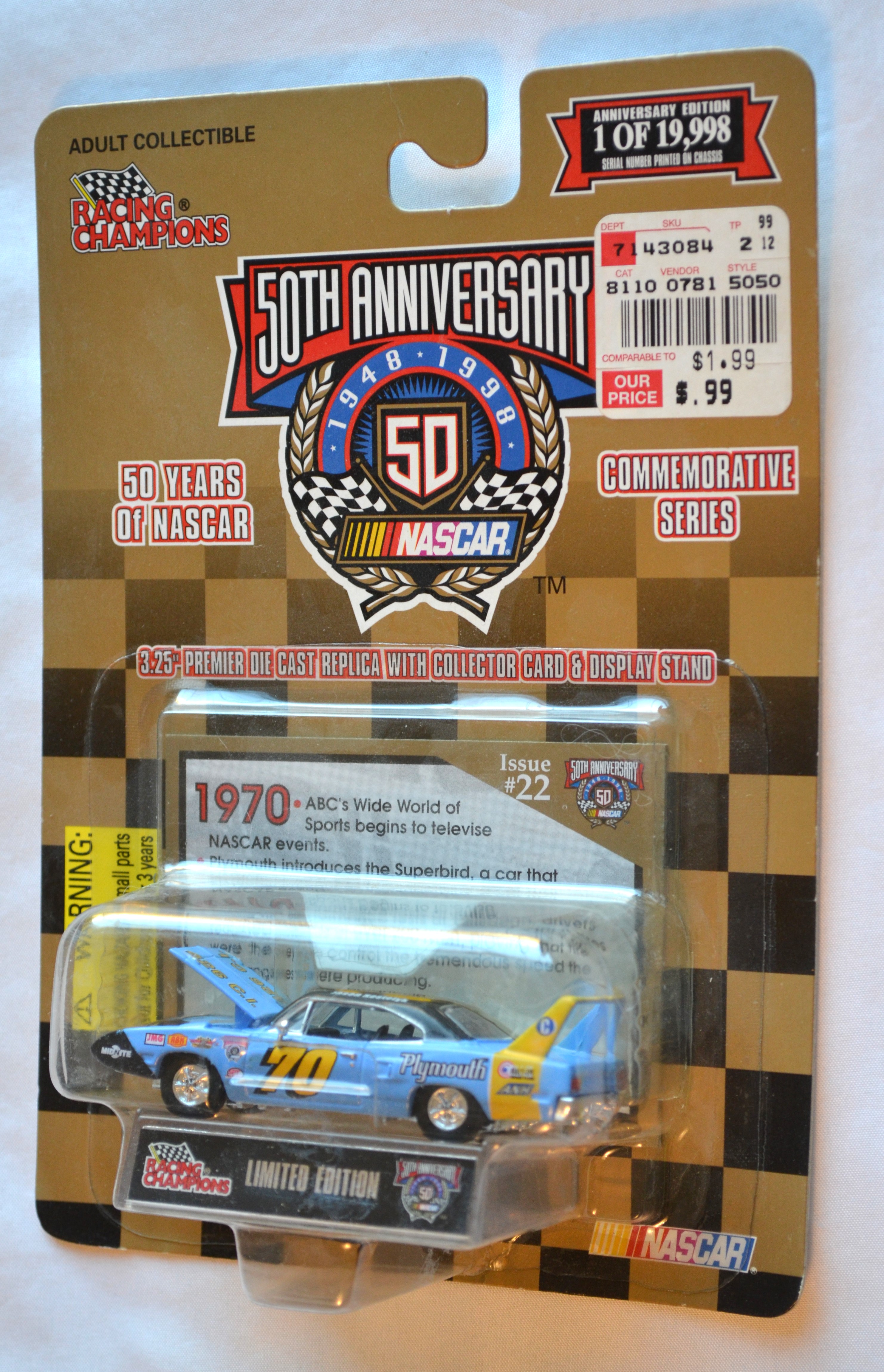 Racing Champions 22 - NASCAR50TH 70 Superbird Kostelyk 1/19998