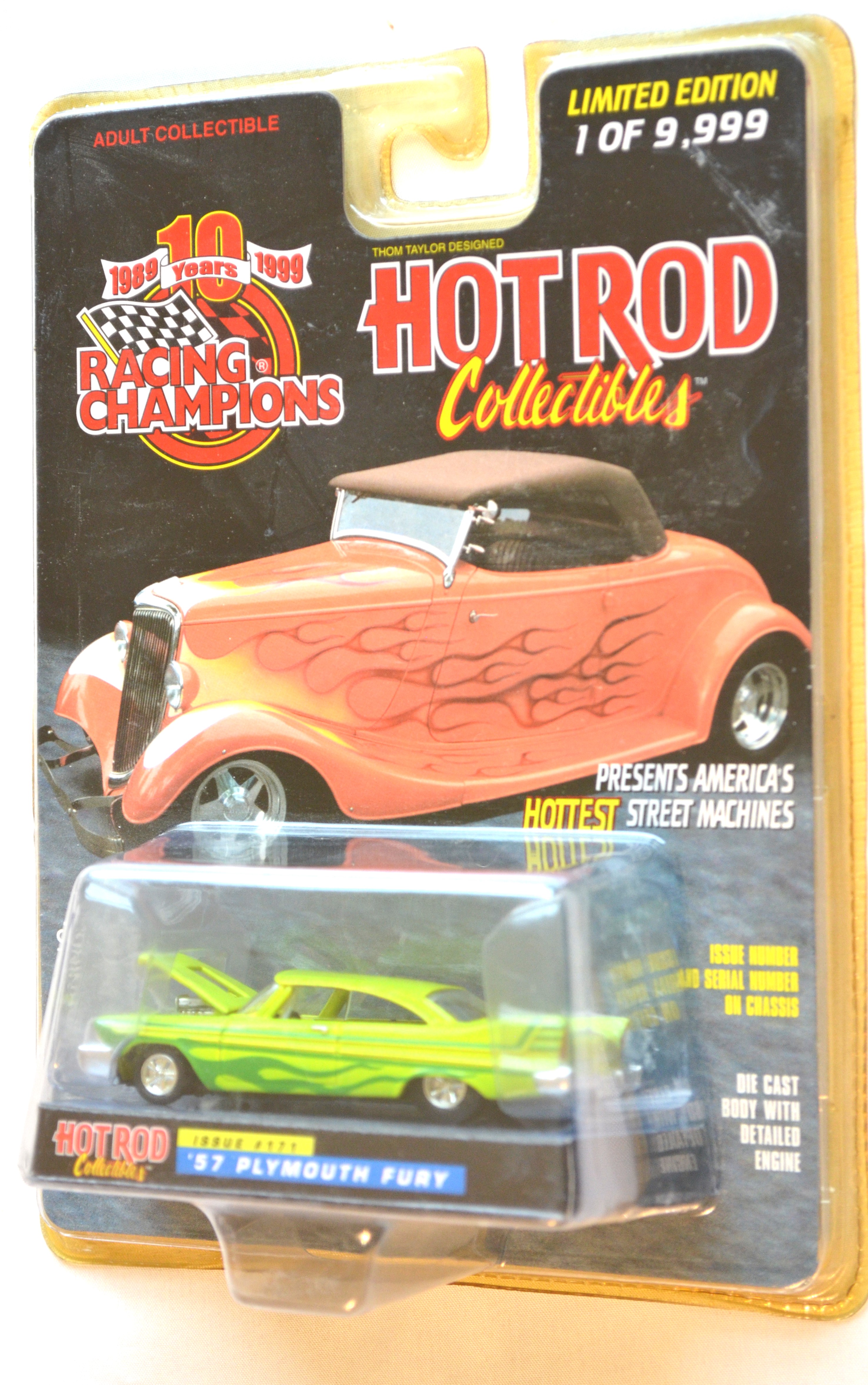 Racing Champions 171 - HOT ROD 57 Plymouth Fury Lime/flames 1/9999