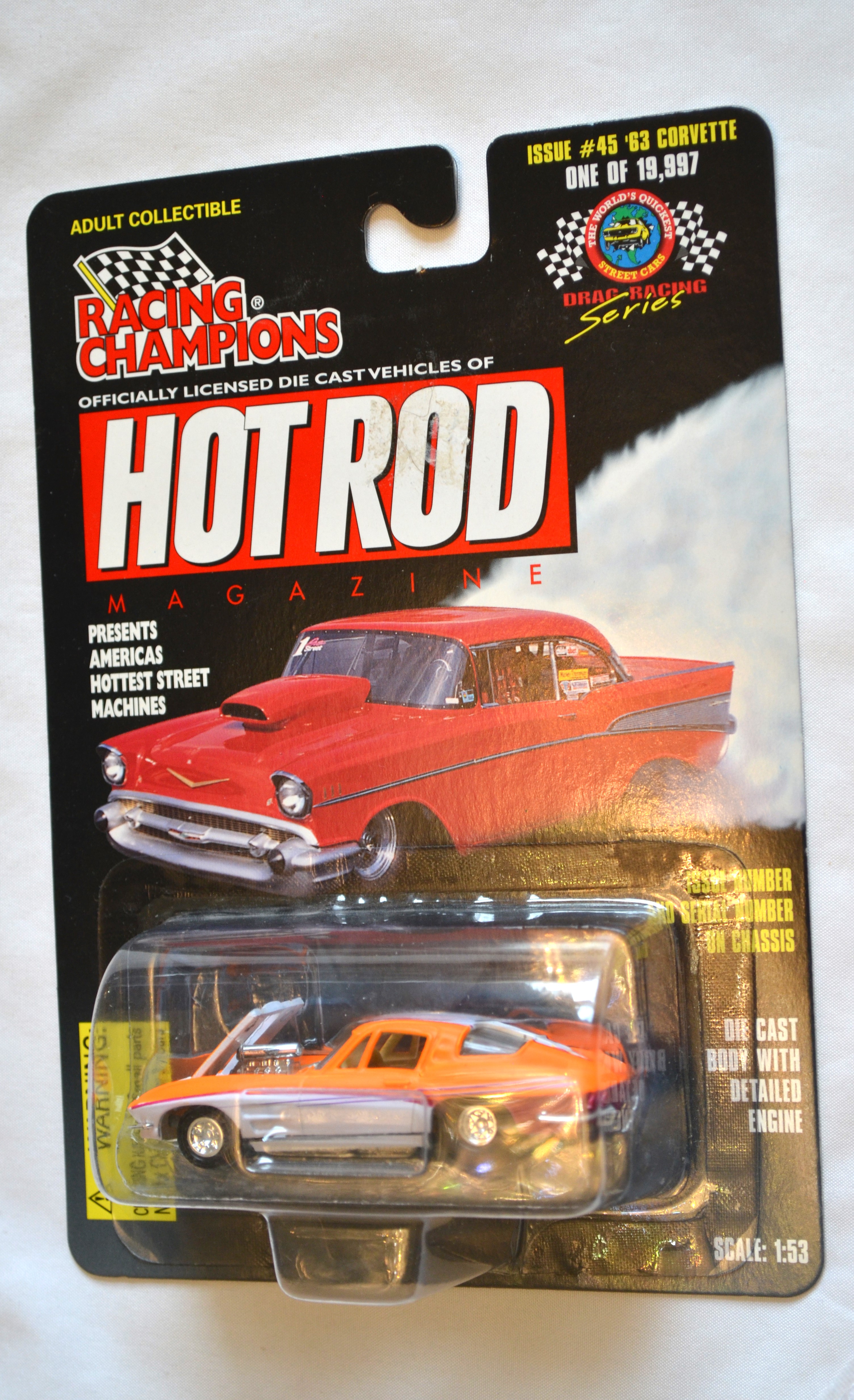 Racing Champions 45 - HOTROD 63 Corvette flourescent Orange 1/19997