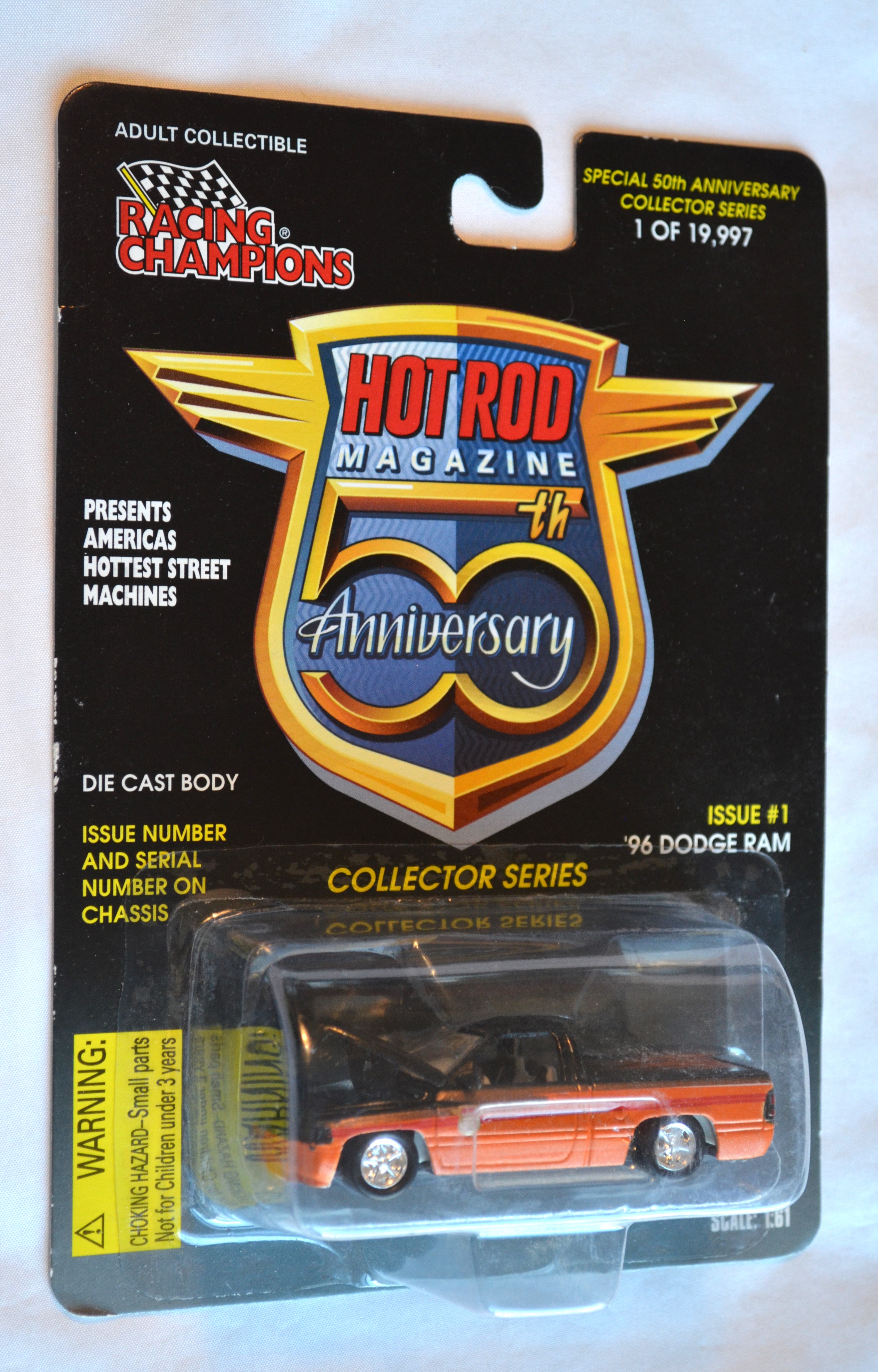 Racing Champions 1 - HOTROD50TH 96 Dodge Ram Black and Orange 1/19997