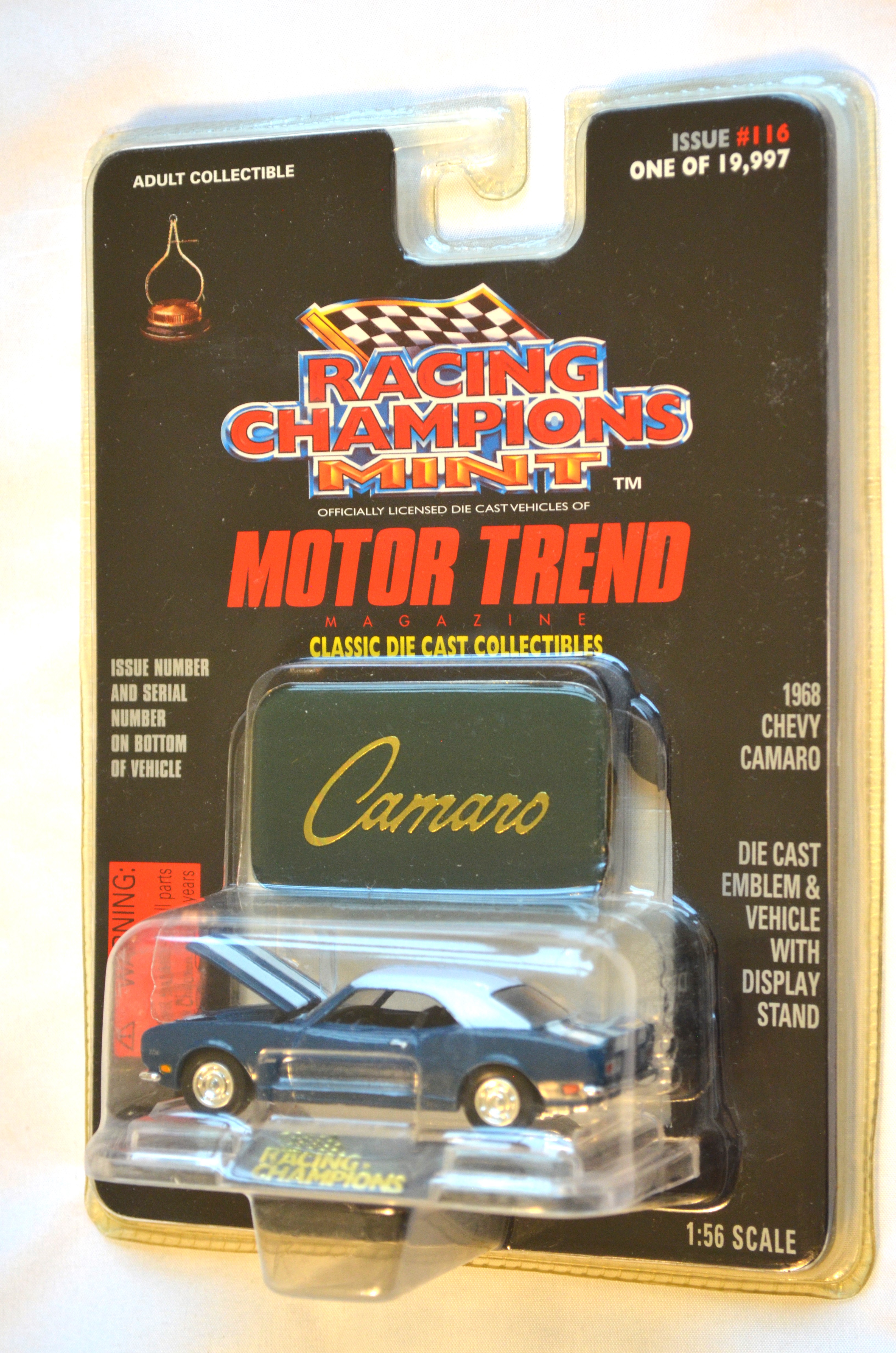 Racing Champions 116 - MINT 1968 Camaro dark Blue/White 1/19997