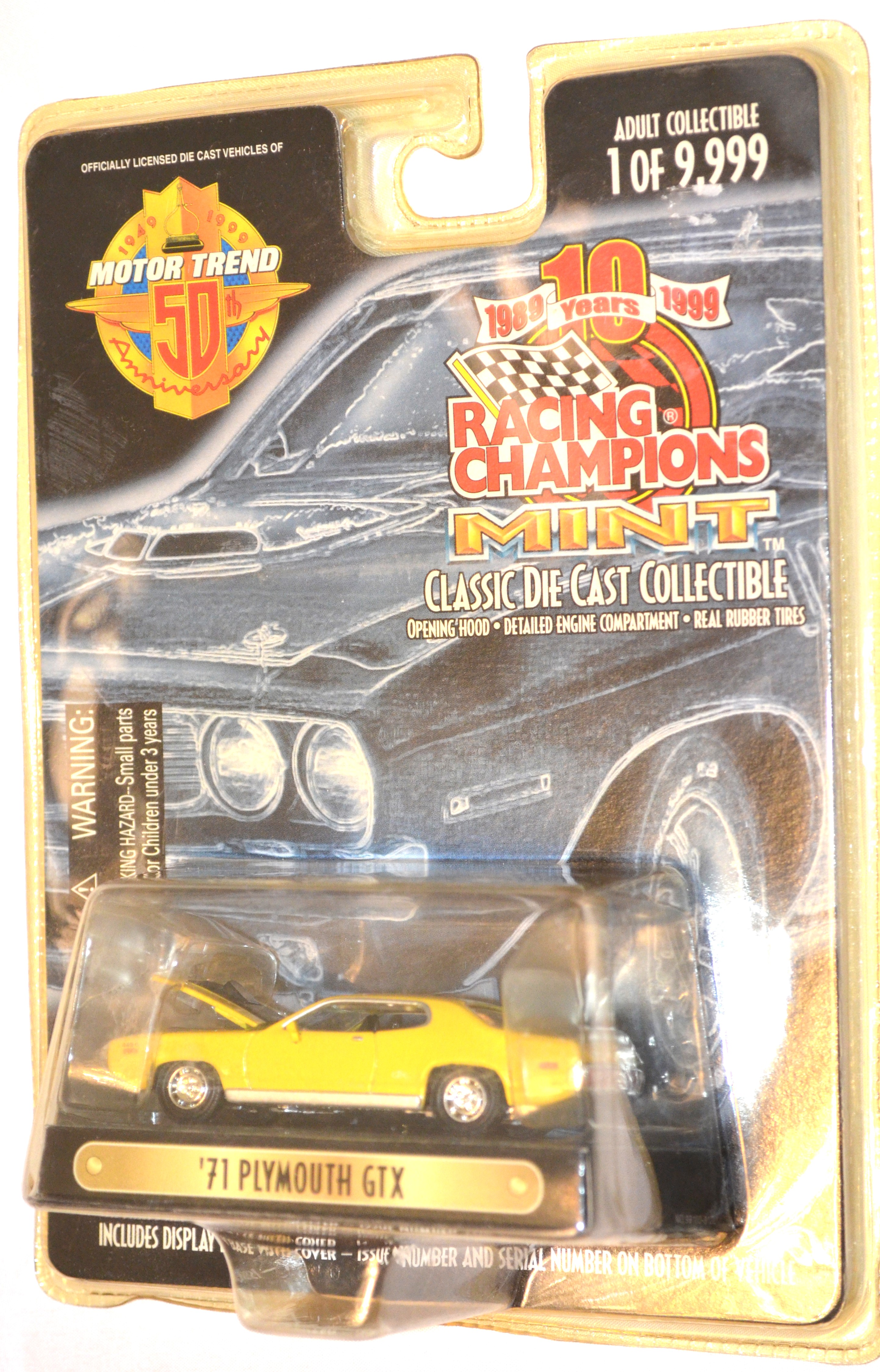Racing Champions - MINT 71 Plymouth GTX Yellow MotorTrend 50th 1/9999