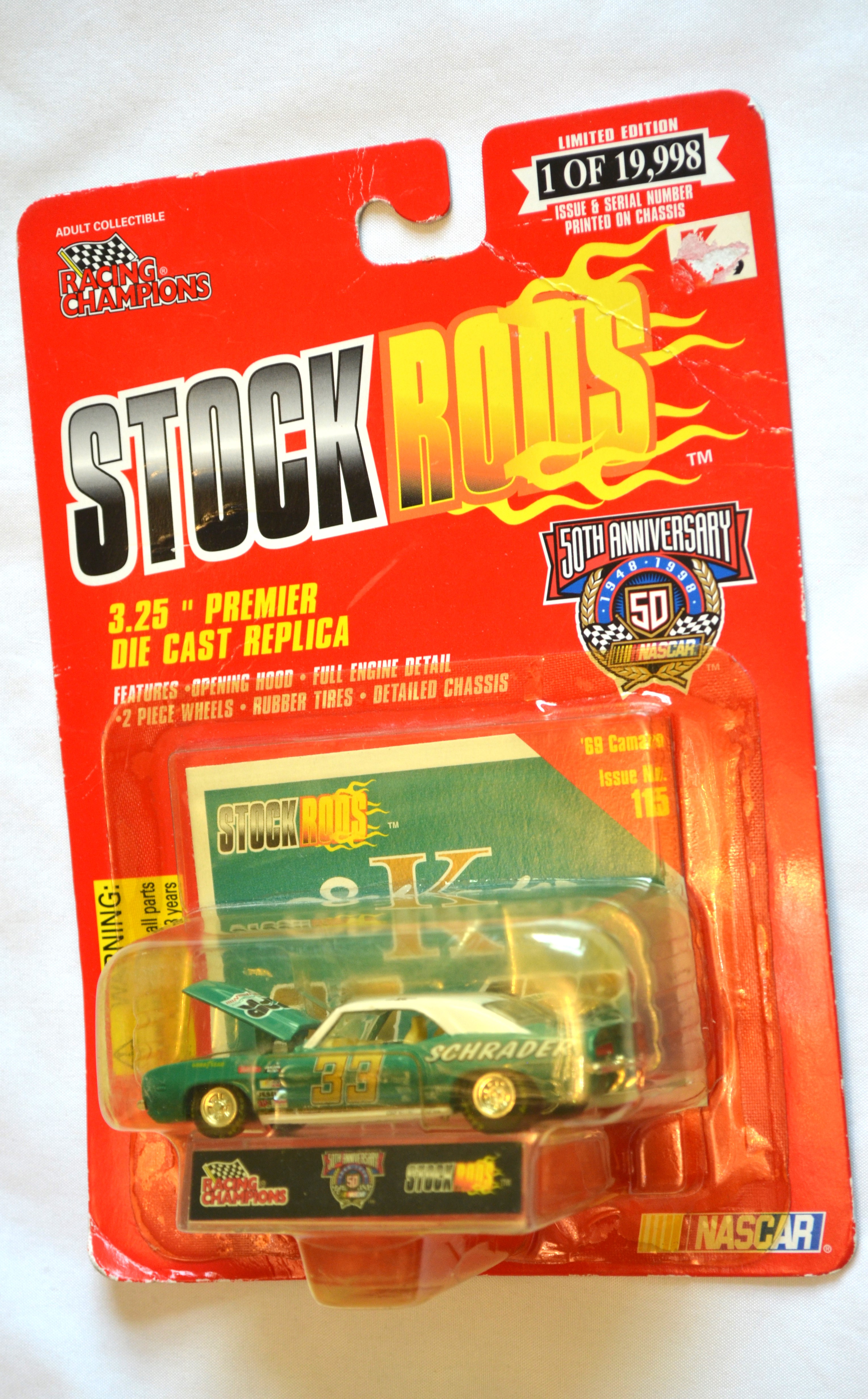 Racing Champions 115 - STOCKRODS 69 Camaro 33 Schrader C8.5 card 1/19998