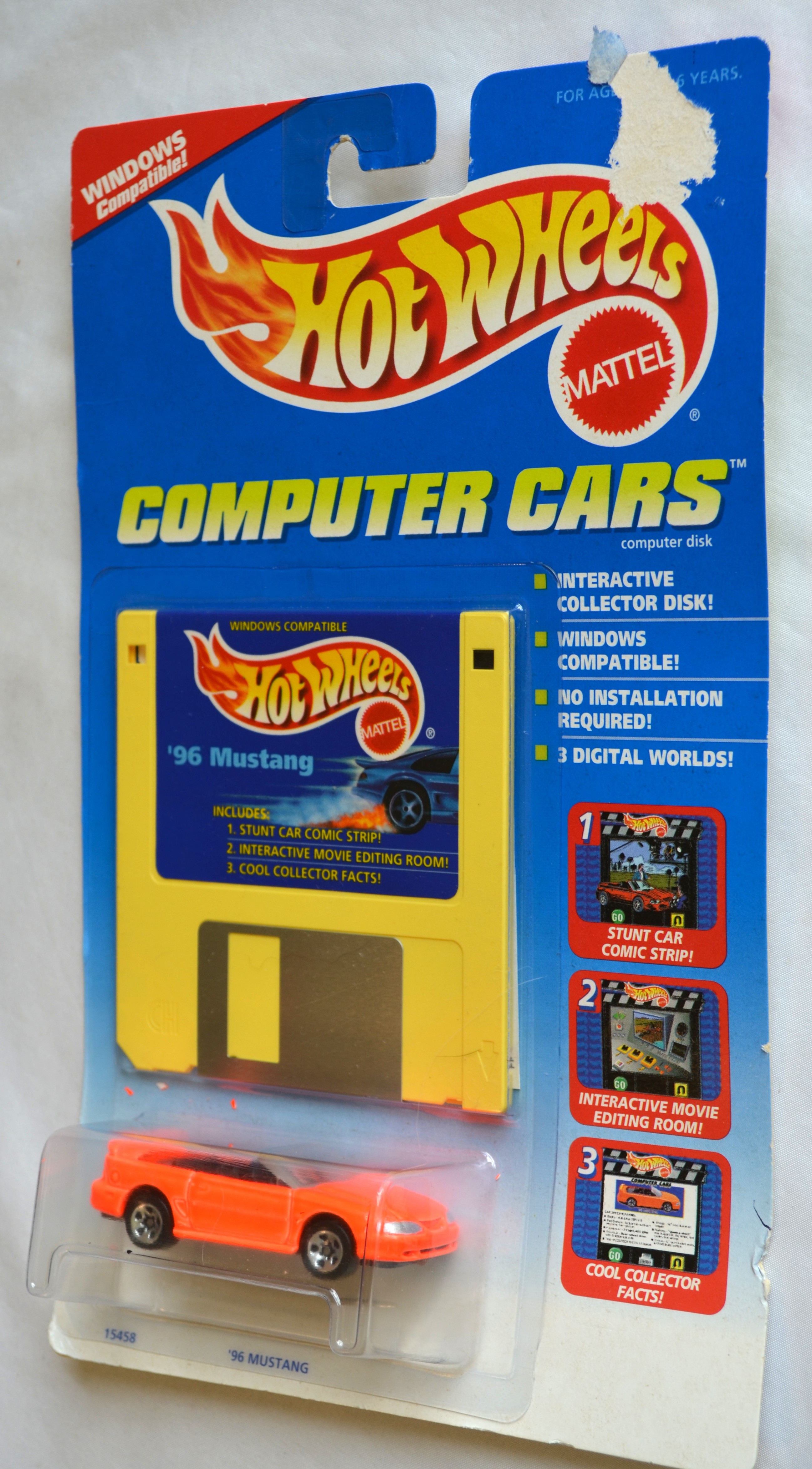 New Hot Wheels - COMPUTER CARS 96 Mustang flourescent Orange
